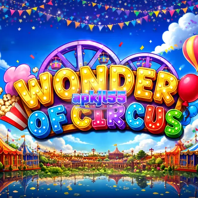 Wonder of Circus slot machine interface featuring colorful carnival symbols and the Lucky Wheel.